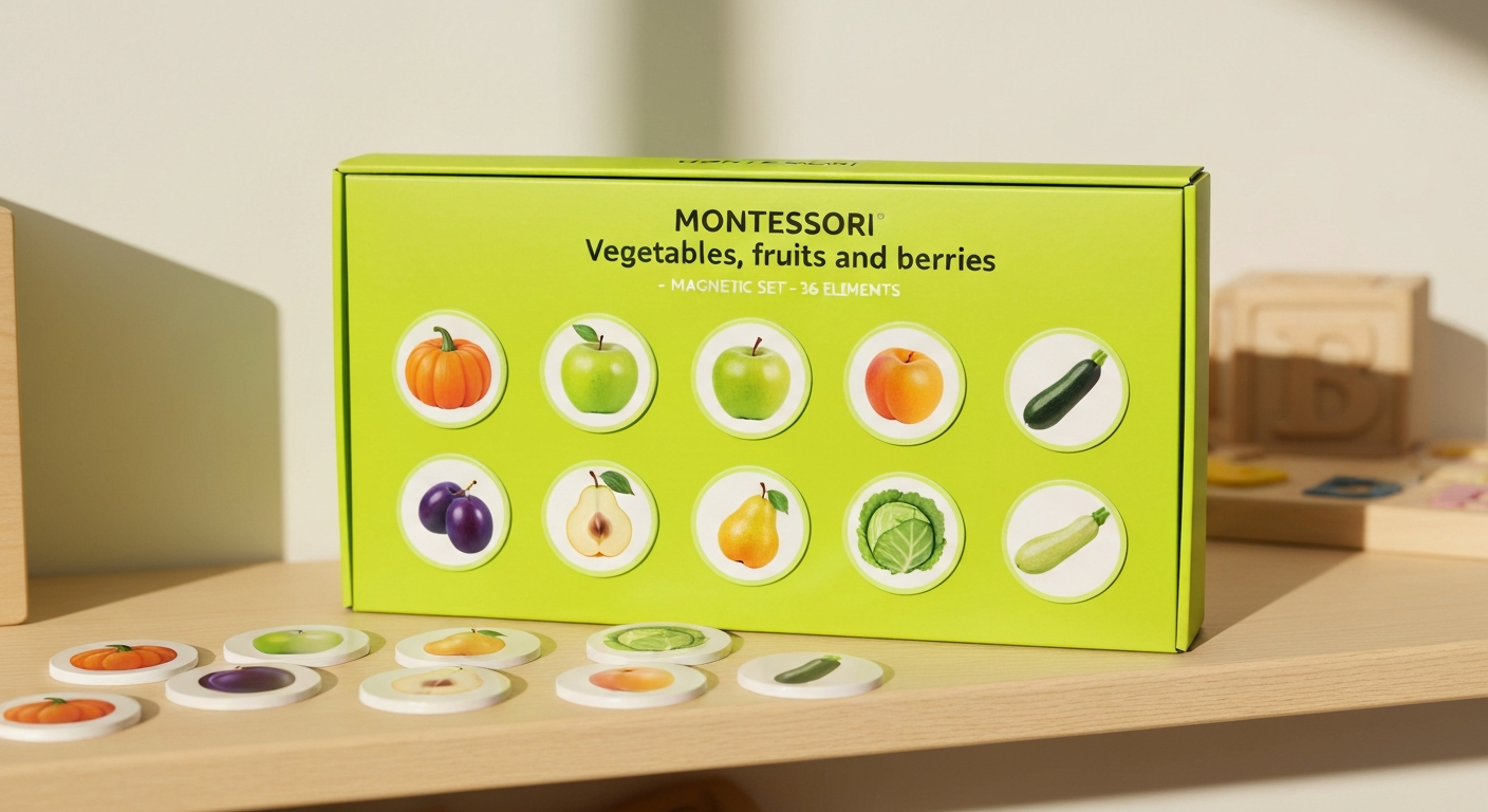 Ontdek Groenten & Fruit: Montessori Magneten Pret cadeau verpakt